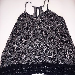 b&w floral lace top